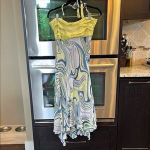 Papillio Yellow and Blue High Low Dress
